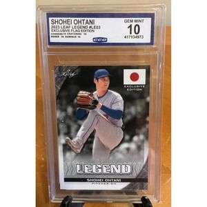 SHOHEI OHTANI 2023 LEAF LEGEND #LE03 EXCLUSIVE FLAG EDITION GEM MINT 10